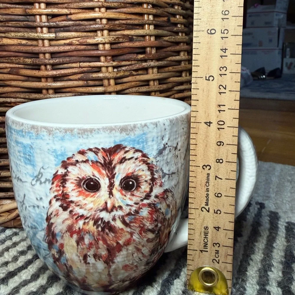 Pier 1 Imports Owl Coffee Mug Ironstone Rustic‎ Farmhouse Bird Cup